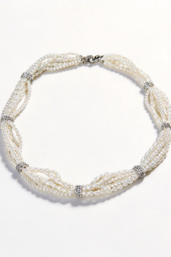 Moonlit Whispers – Handwoven Pearl Necklace - Moonlight Sonata - WonderlandByLilian