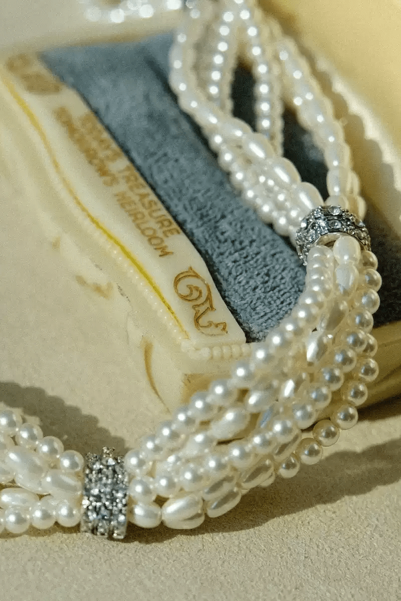 Moonlit Whispers – Handwoven Pearl Necklace - Moonlight Sonata - WonderlandByLilian