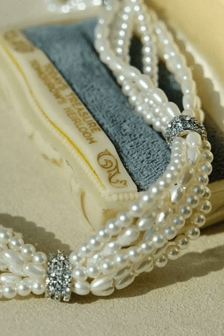 Moonlit Whispers – Handwoven Pearl Necklace - Moonlight Sonata - WonderlandByLilian