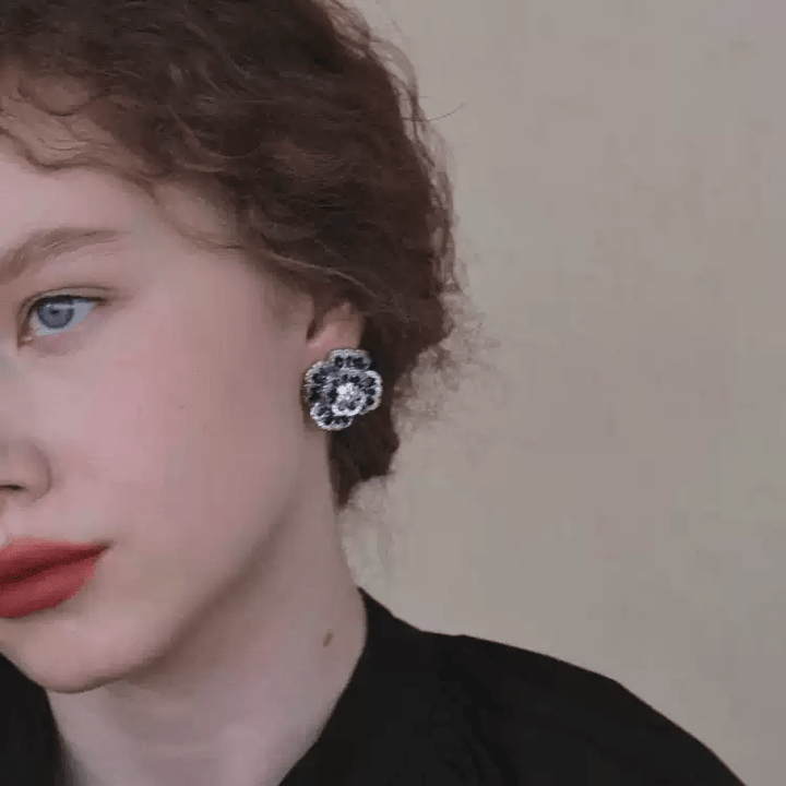 Moonlit Whispers – Sapphire Camellia Earrings - Sapphire Camellia - WonderlandByLilian