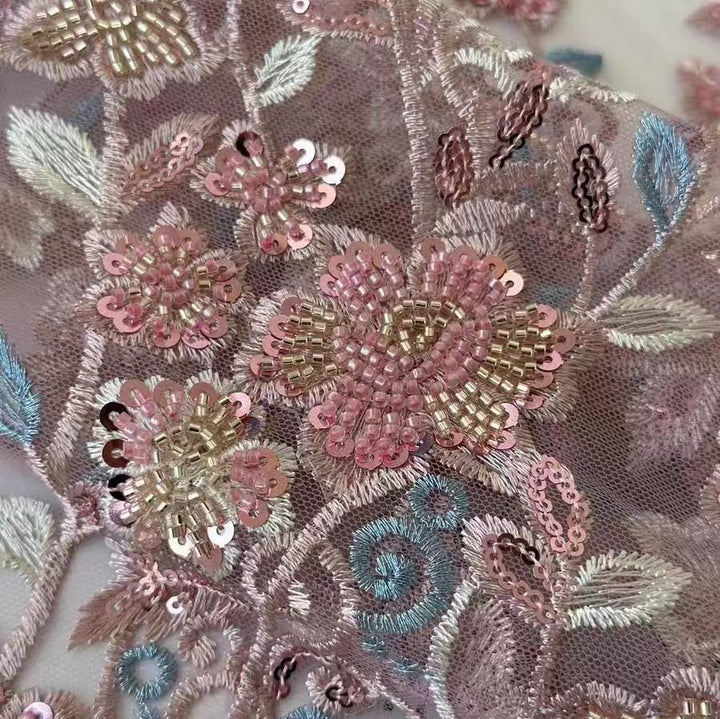 Multicolor Floral Embroidered Lace Fabric - WonderlandByLilian