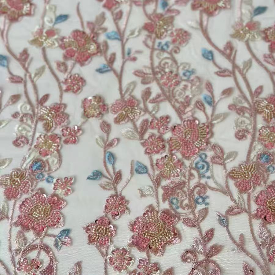 Multicolor Floral Embroidered Lace Fabric - WonderlandByLilian