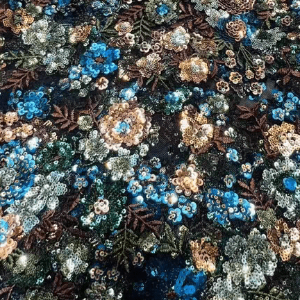 Multicolored Floral Sequin Embroidered Tulle Lace Fabric - WonderlandByLilian