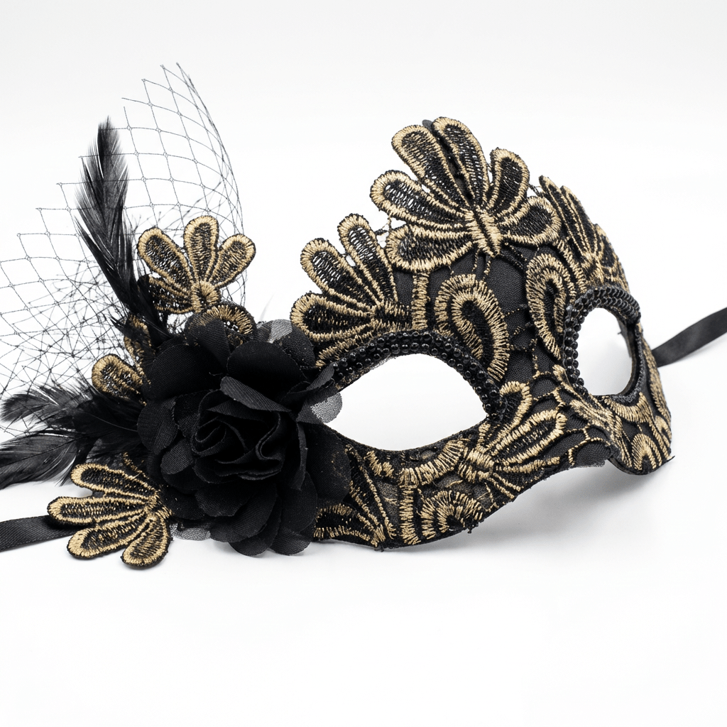 Nocturne Royale – Baroque Embroidered Masquerade Mask - WonderlandByLilian