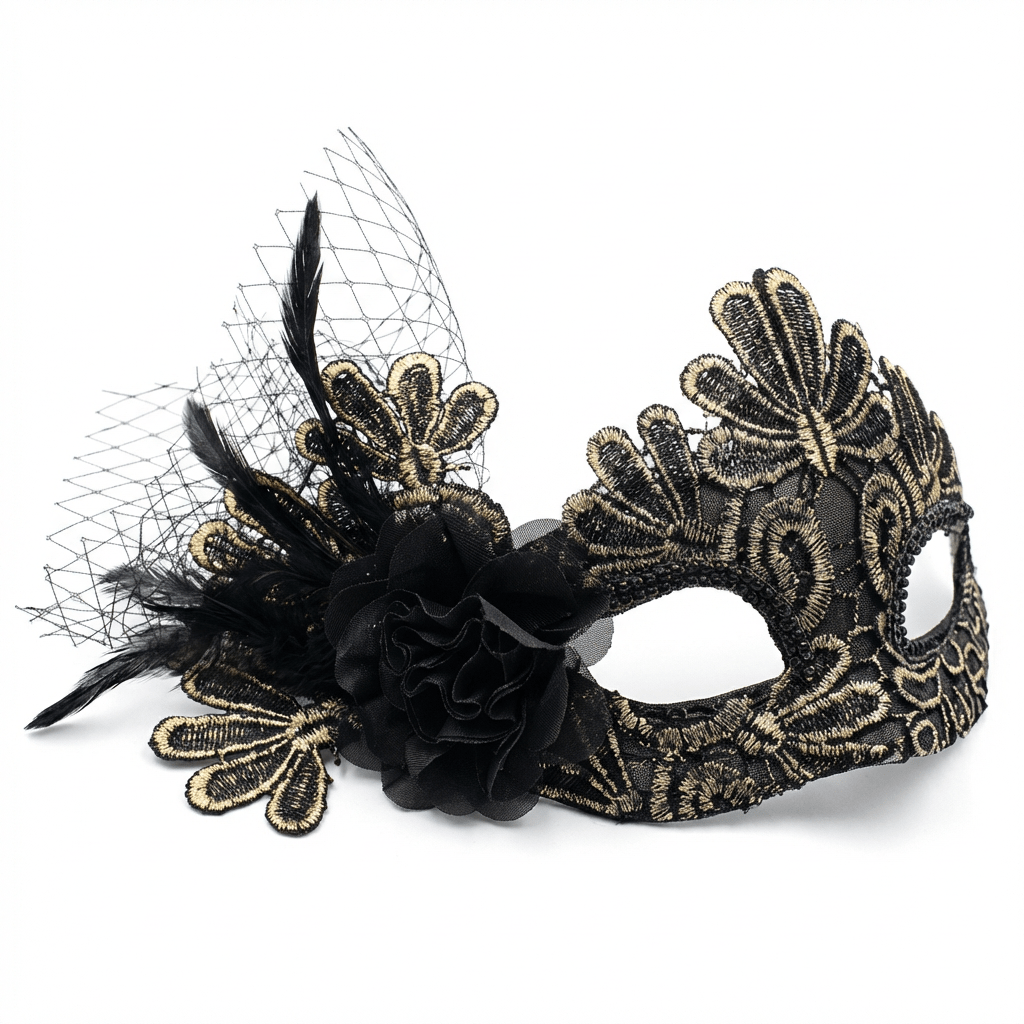 Nocturne Royale – Baroque Embroidered Masquerade Mask - WonderlandByLilian