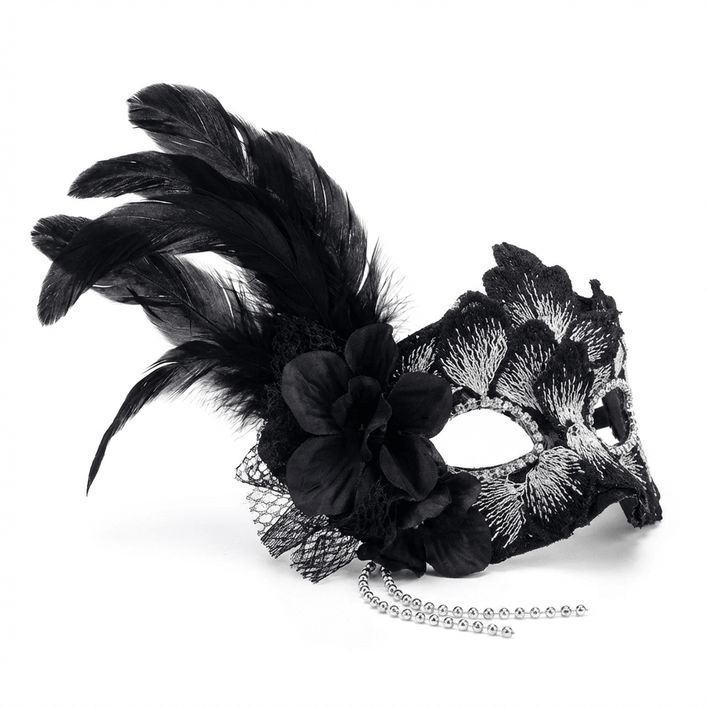 Noir Vesper – Gothic Lace Venetian Masquerade Mask - WonderlandByLilian