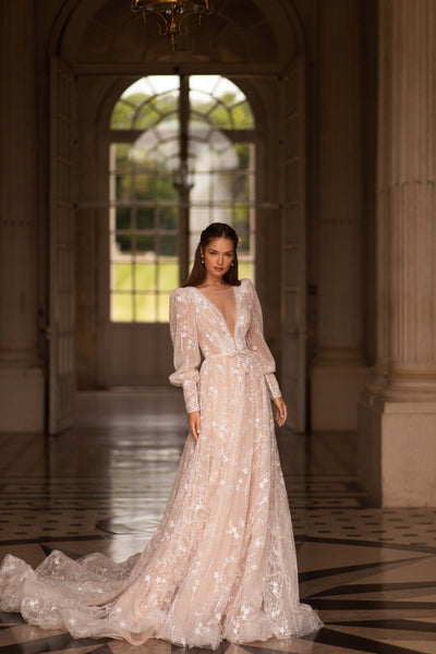 nude-champagne-wedding-dress-