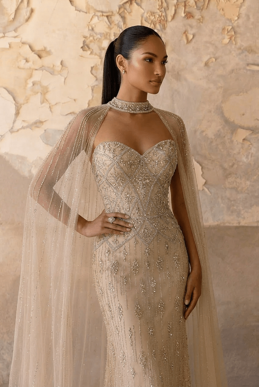 Nude Convertible Evening Dress