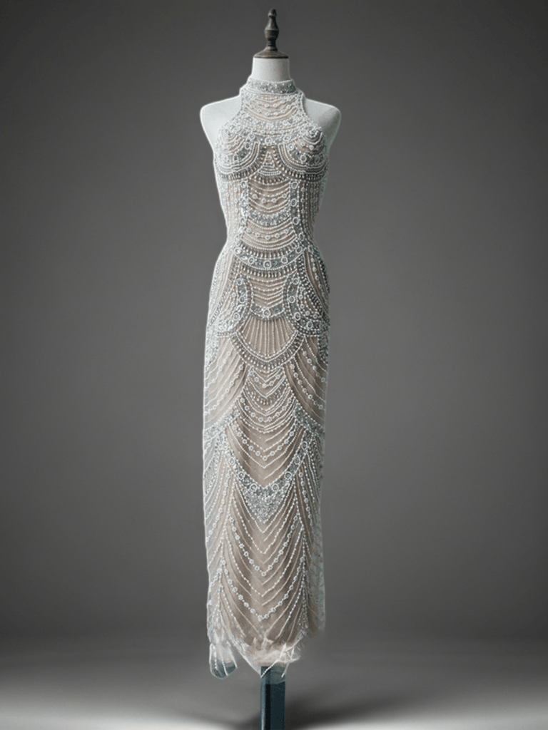 Nude Pretty Sequin Dress and Beaded Halter Dress