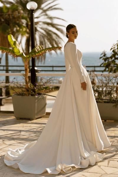 Off One Shoulder Wedding Dress - Aline Ball Gown Wedding Dress - Lace Bodice Wedding Gown Plus Size - WonderlandByLilian