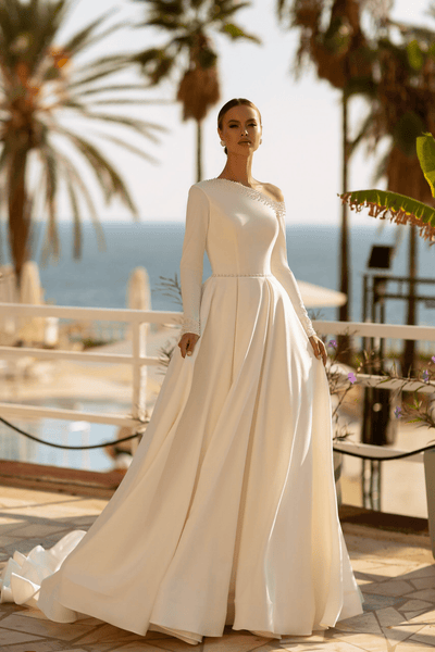 Off One Shoulder Wedding Dress - Aline Ball Gown Wedding Dress - Lace Bodice Wedding Gown Plus Size - WonderlandByLilian