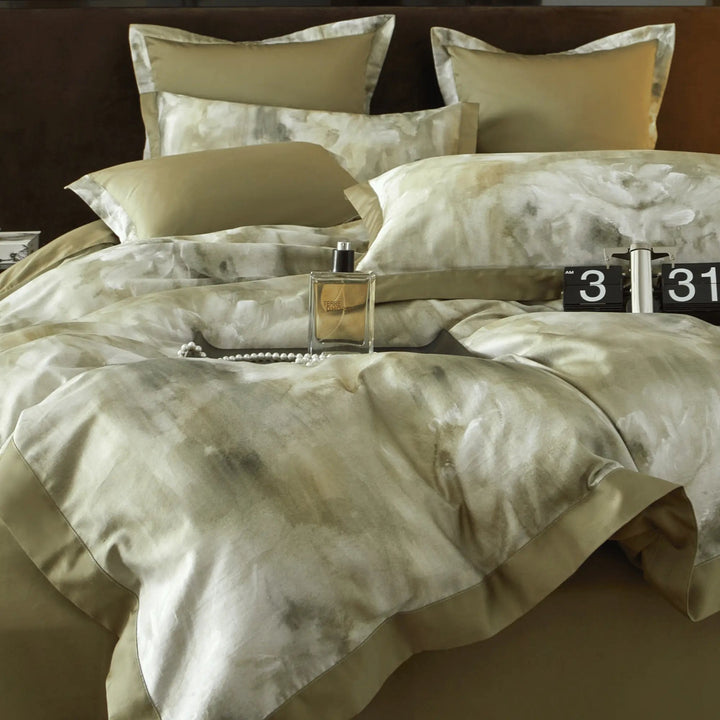 OLIVE FLORAL ELEGANCE 1000 THREAD COUNT DUVET COVER & SHAMS - WonderlandByLilian