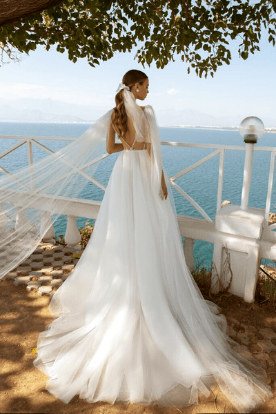 Open Back Wedding Dress - Aline Ball Gown Wedding Dress - Sleeveless Ball Gown Wedding Dress with Deep V - Neck Plus Size - WonderlandByLilian