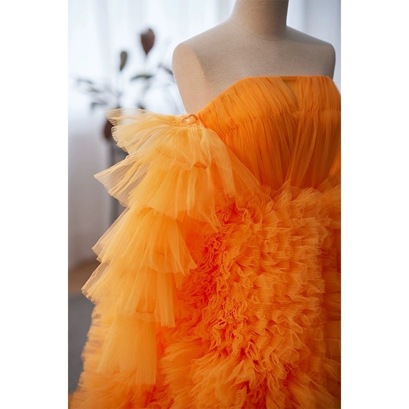 Orange Layered Tulle Dress Ruffle with Corset | Order Now Size 12 / Orange Orange Layered Tulle Dress Ruffle with Corset | Order Now Size 12 / Orange