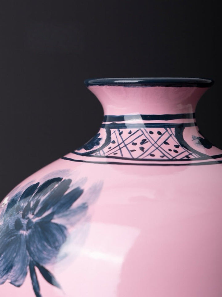 Oriental Style Italian Import Light Purple Hand - Painted Porcelain Vase for Elegant Home Décor - WonderlandByLilian