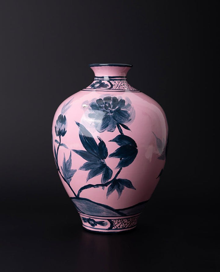 Oriental Style Italian Import Light Purple Hand - Painted Porcelain Vase for Elegant Home Décor - WonderlandByLilian