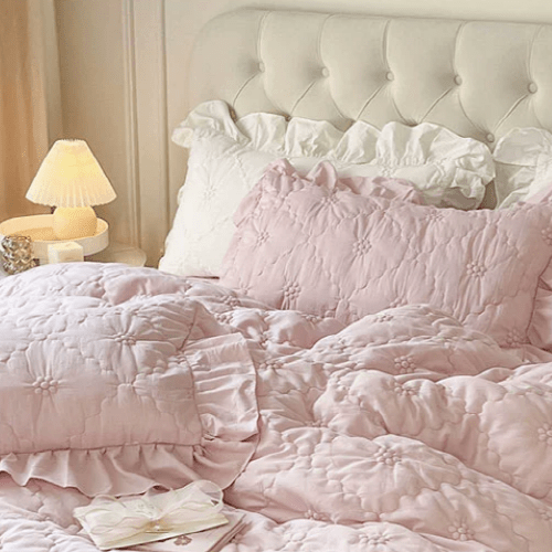 Pink Cozy Quilting Duvet Cover Set - WonderlandByLilian