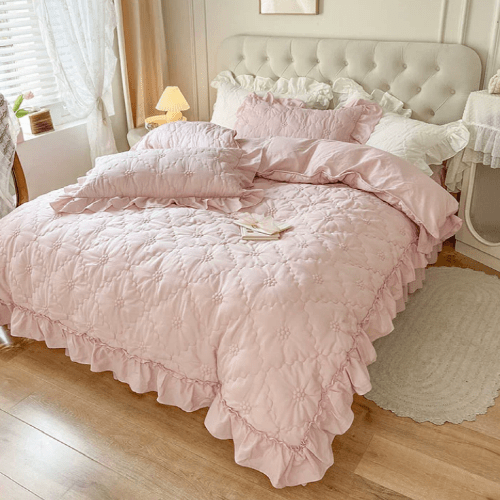 Pink Cozy Quilting Duvet Cover Set - WonderlandByLilian