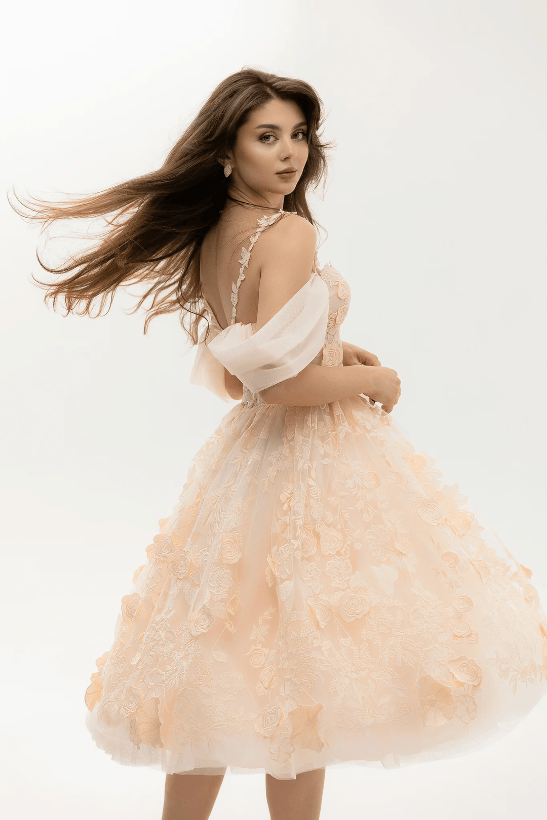 Pink Evening Gown Dresses with Floral Appliqué – Floral Evening Dress with Sweetheart Neckline - Short Formal Dress with Layered Skirt Plus Size - WonderlandByLilian