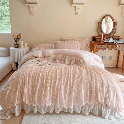 Pink Lace Frill Princess Bedding Set - WonderlandByLilian