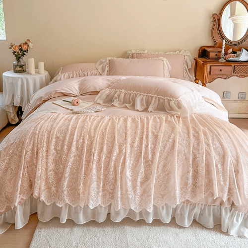 Pink Lace Frill Princess Bedding Set - WonderlandByLilian