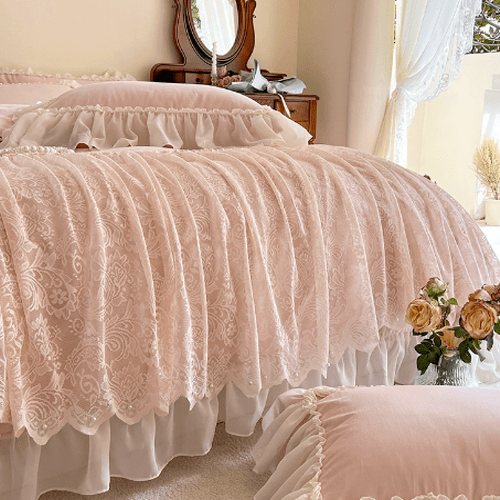 Pink Lace Frill Princess Bedding Set - WonderlandByLilian