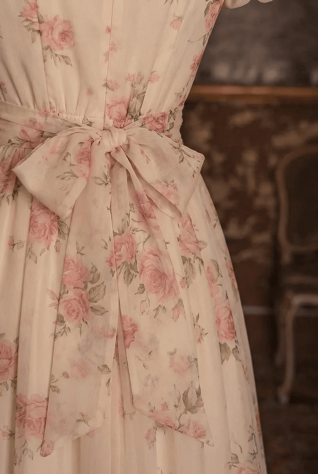 Pink Regency Era Dress in White Chiffon – Empire Waist Regency Gown with Puff Sleeves Plus Size - WonderlandByLilian