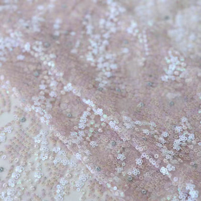 Pink Sequin Floral Embroidered Lace Fabric - WonderlandByLilian