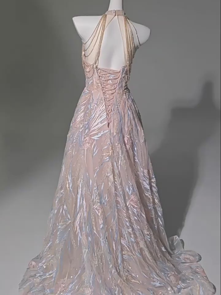 Champagne Whimsical Fairy Inspired Feathered Embellished Evening Gown - Plus Size