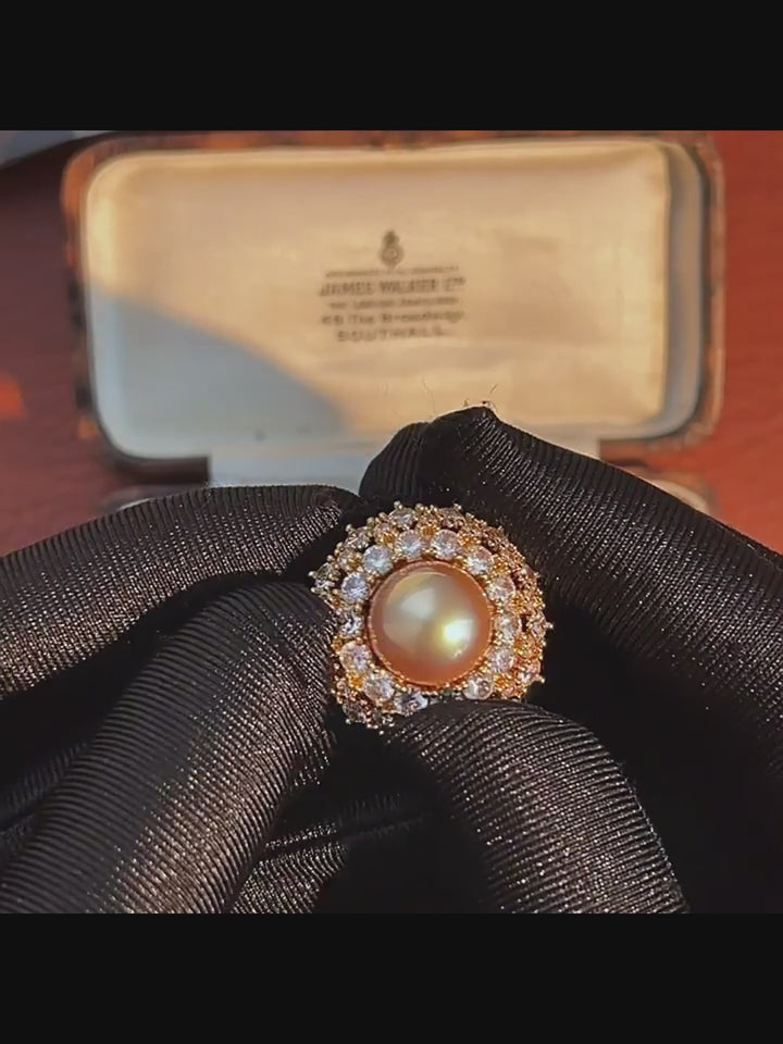 Golden Reverie – Vintage Pearl Earrings - The Royal Palace of Madrid