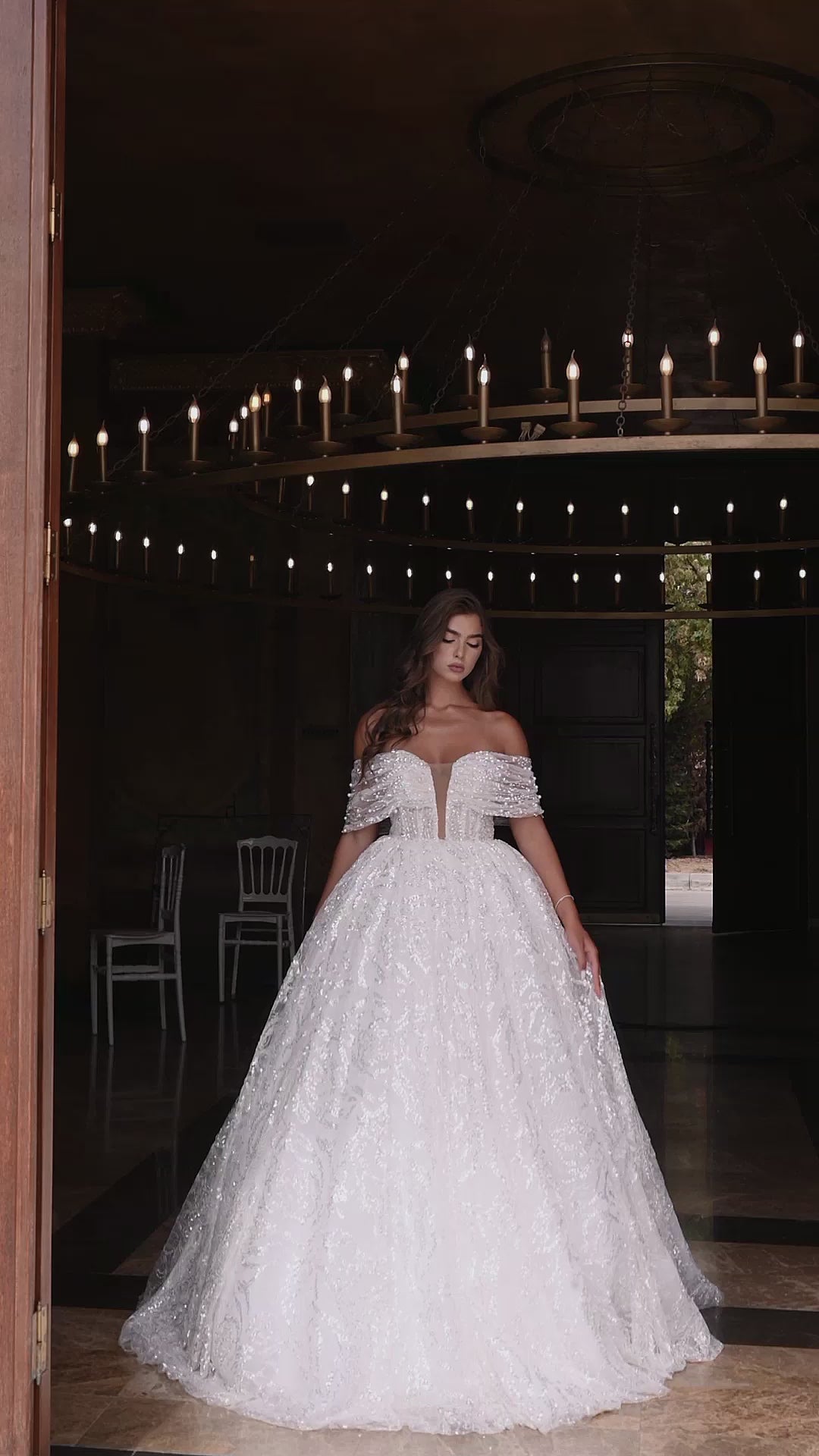 Elegant Off-Shoulder Beaded Ball Gown Wedding Dress Plus Size