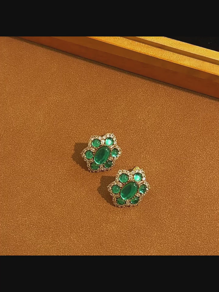 Crown of Emeralds – Vintage Statement Earrings - Fahad
