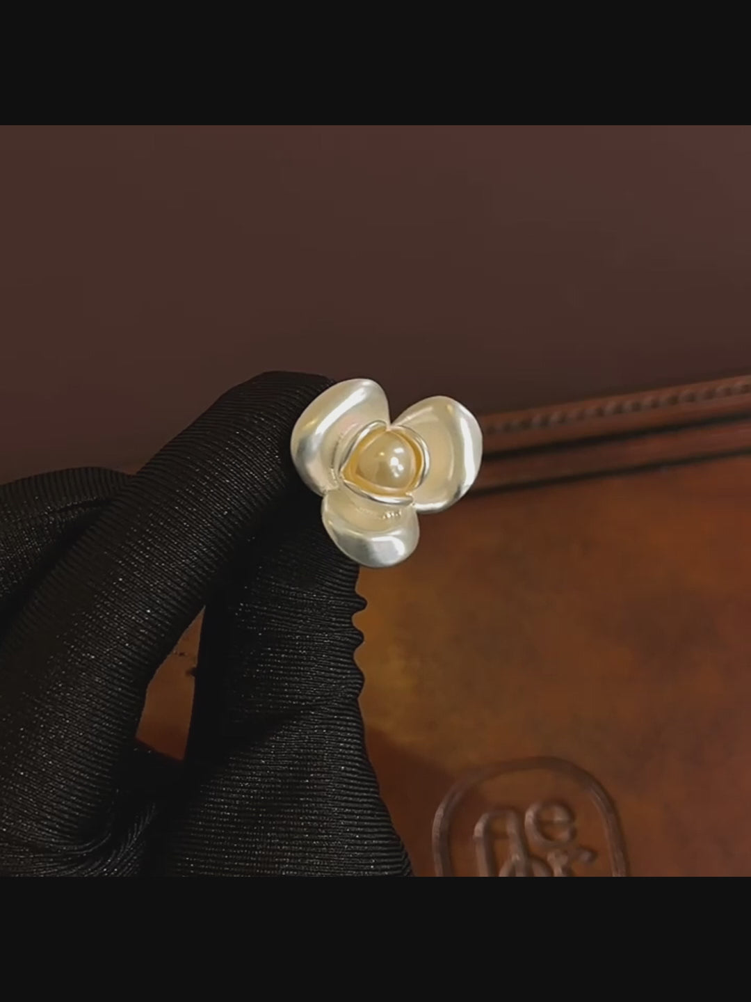 Dew on Petals – Handmade Vintage Pearl Camellia Earrings – Camellia Buds