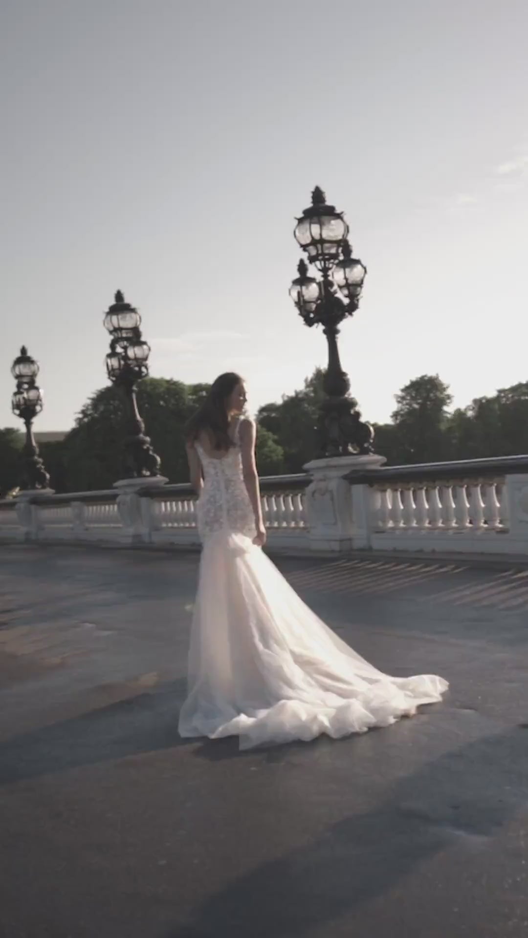 Champagne Wedding Dress with Sleeves Plus Size - Floral Appliqué, Glitter Tulle & Long Train