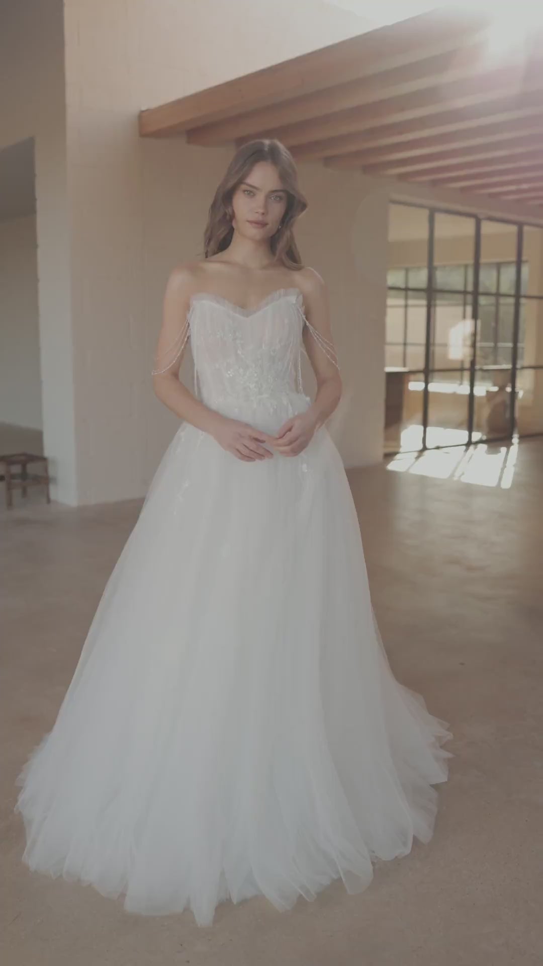 Radiant Strapless Tulle Bridal Gown with Beaded Detail and Ethereal Skirt Plus Size