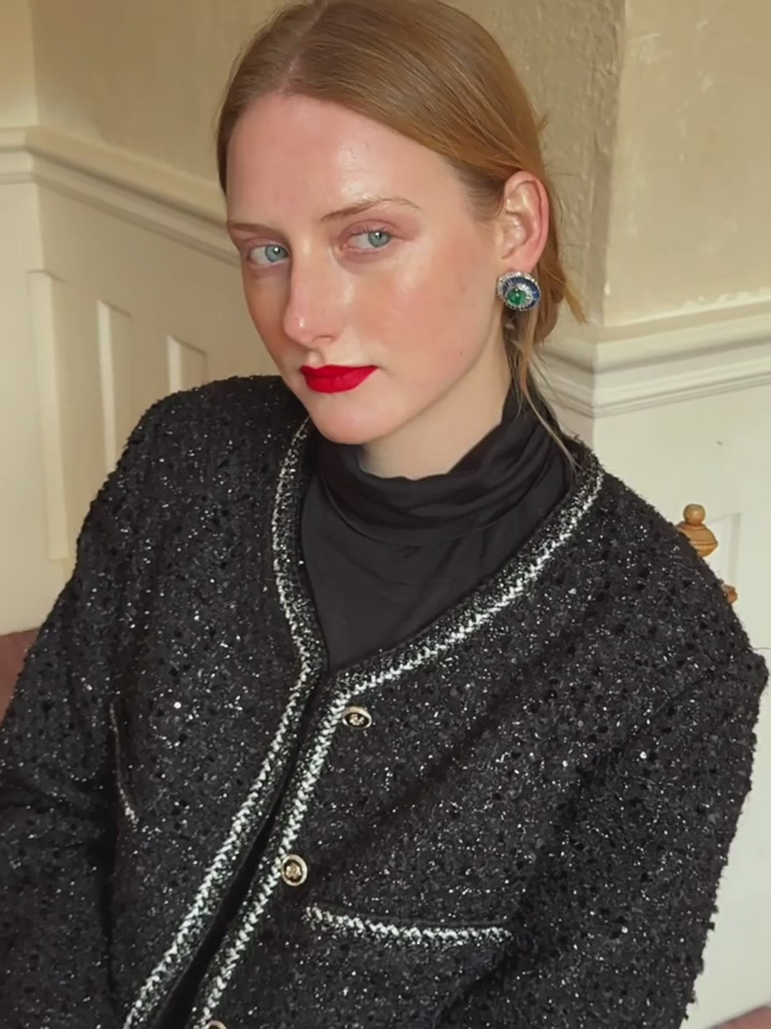 Echoes of Atlantis – Handmade Vintage-Style Green Cabochon Earrings - Atlantis
