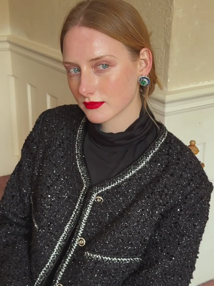 Echoes of Atlantis – Handmade Vintage-Style Green Cabochon Earrings - Atlantis