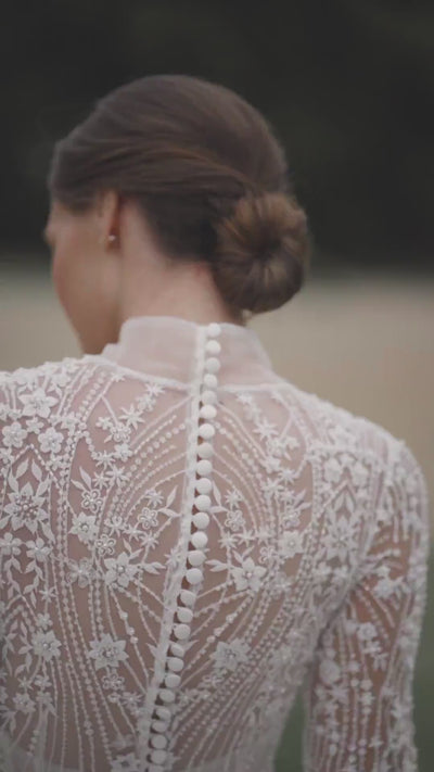 Ivory Lace Wedding Gown Long Sleeve - Aline Wedding Dress with lace sleeve and Modern Long Sleeve Wedding Dress Plus Size
