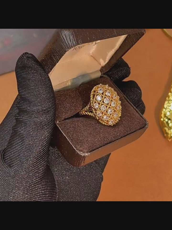 Crown of Light – Handmade Vintage-Style Crystal Dome Ring - Queen of Denmark