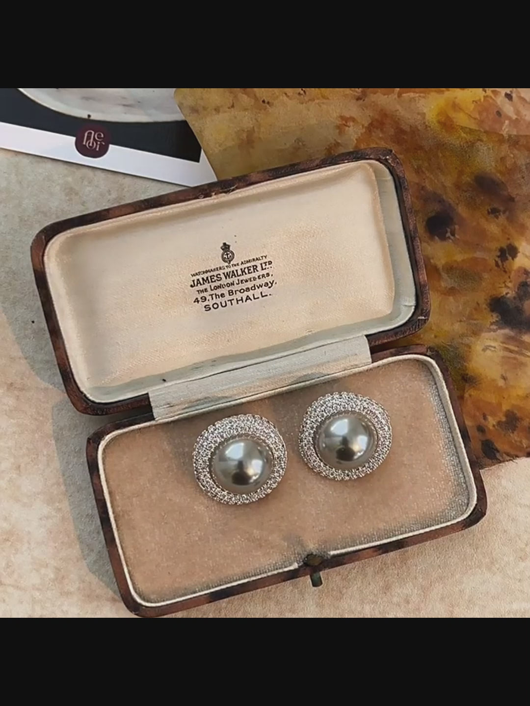 Moonlit Reverie – Handmade Vintage-Style Gray Pearl and Zircon Halo Earrings - Nix