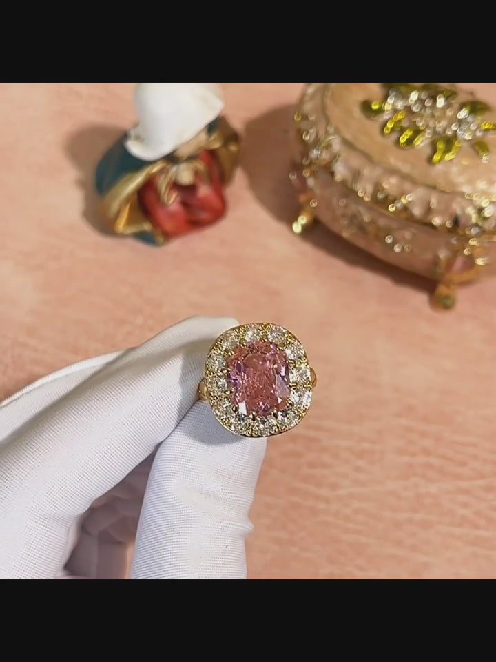 Eternal Blossom – Handmade Vintage-Style Pink Cushion Cut Ring - Magnificent