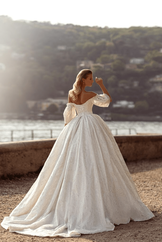 Princess Sparkle Fairytale Wedding Dress - Off Shoulder Wedding Dress with Sleeves - Aline Ball Gown Wedding Dress Plus Size - WonderlandByLilian