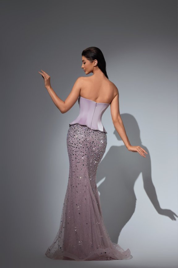 Purple and White Pretty Sequin Dress with Embellished Corset Bodice – Illusion Formal Dress Plus Size - WonderlandByLilian