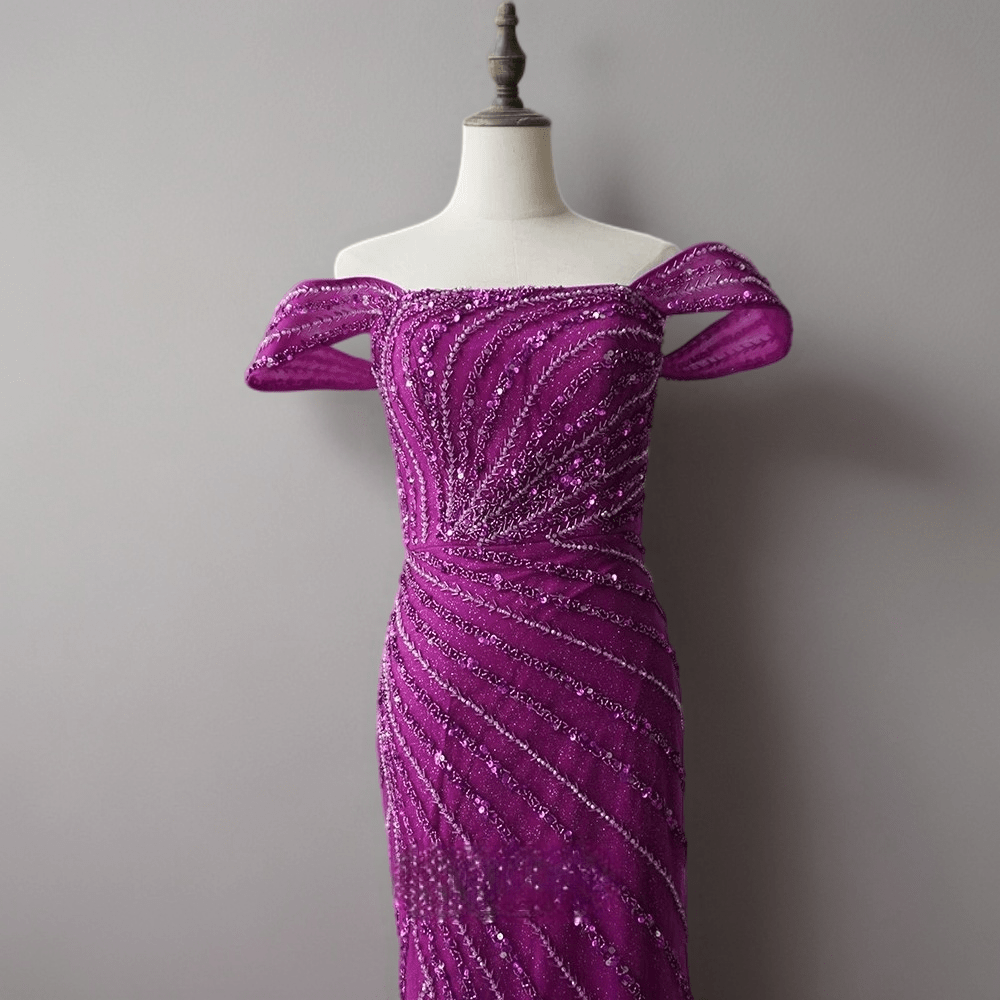 Purple Off-Shoulder Sequin Dress and Elegant Glitter Evening Gown - Convertible Tulle Evening Drss Plus Size Size 8 / Light Purple Purple Off-Shoulder Sequin Dress and Elegant Glitter Evening Gown - Convertible Tulle Evening Drss Plus Size Size 8 / Light Purple