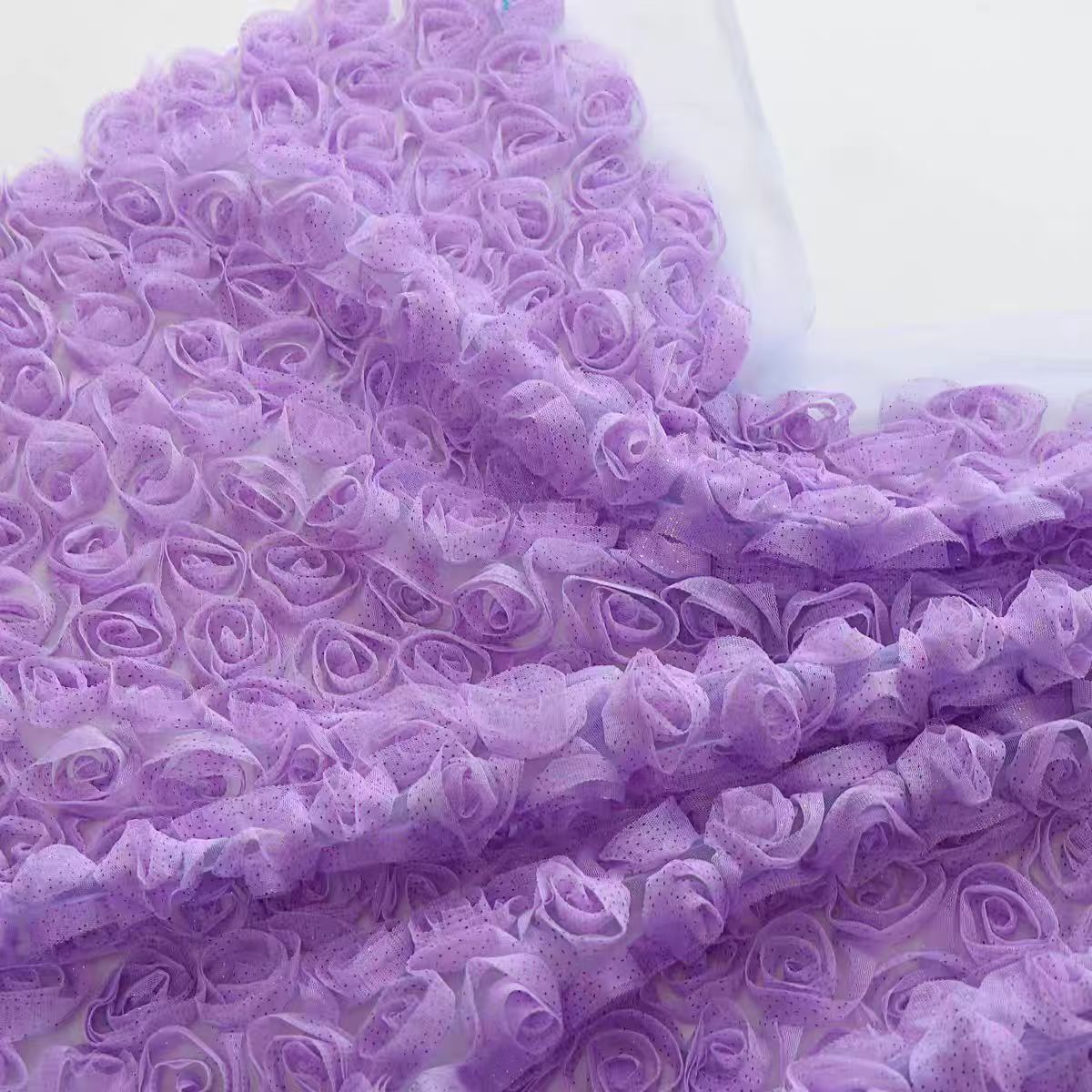 Purple Rose Embroidered Lace Fabric for Women's Dresses, Costumes, and Children's Outfits - WonderlandByLilian