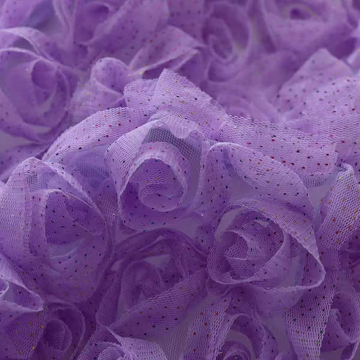 Purple Rose Embroidered Lace Fabric for Women's Dresses, Costumes, and Children's Outfits - WonderlandByLilian