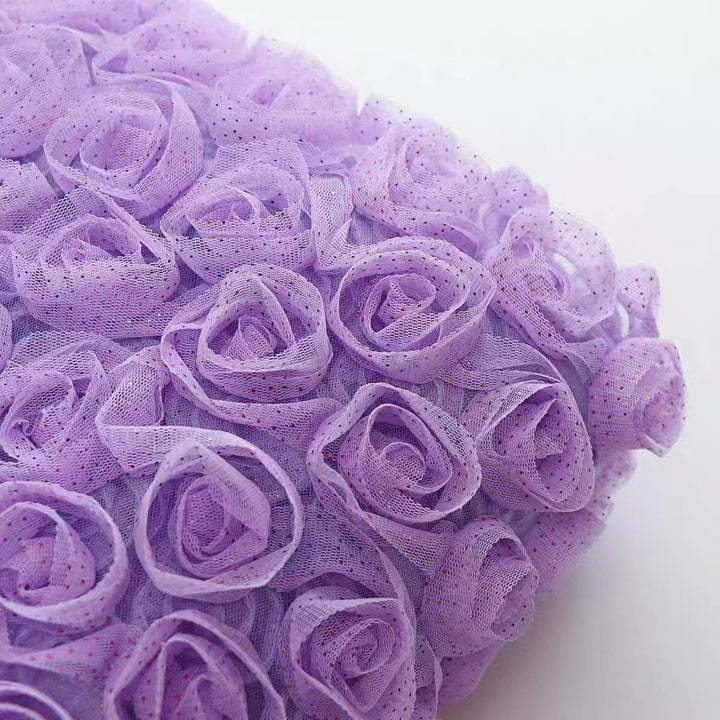 Purple Rose Embroidered Lace Fabric for Women's Dresses, Costumes, and Children's Outfits - WonderlandByLilian