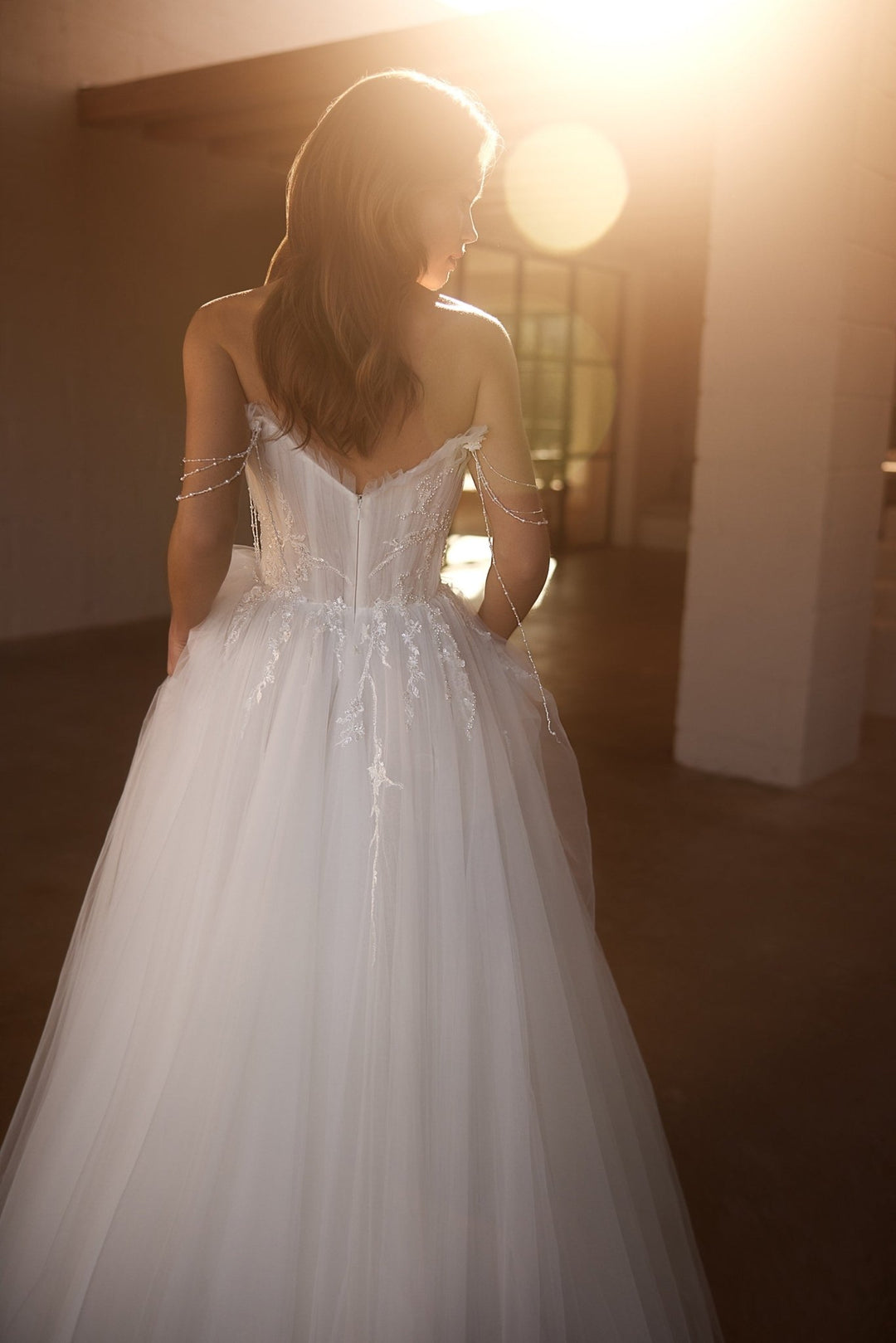 Radiant Strapless Tulle Bridal Gown with Beaded Detail and Ethereal Skirt Plus Size - WonderlandByLilian