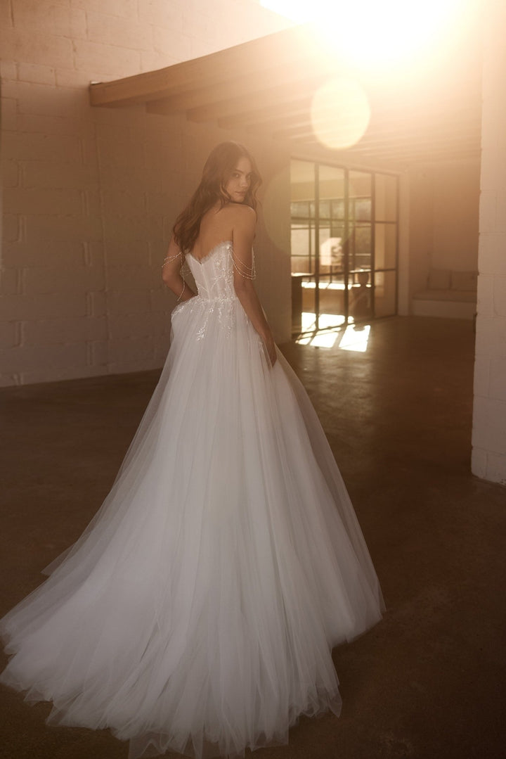 Radiant Strapless Tulle Bridal Gown with Beaded Detail and Ethereal Skirt Plus Size - WonderlandByLilian