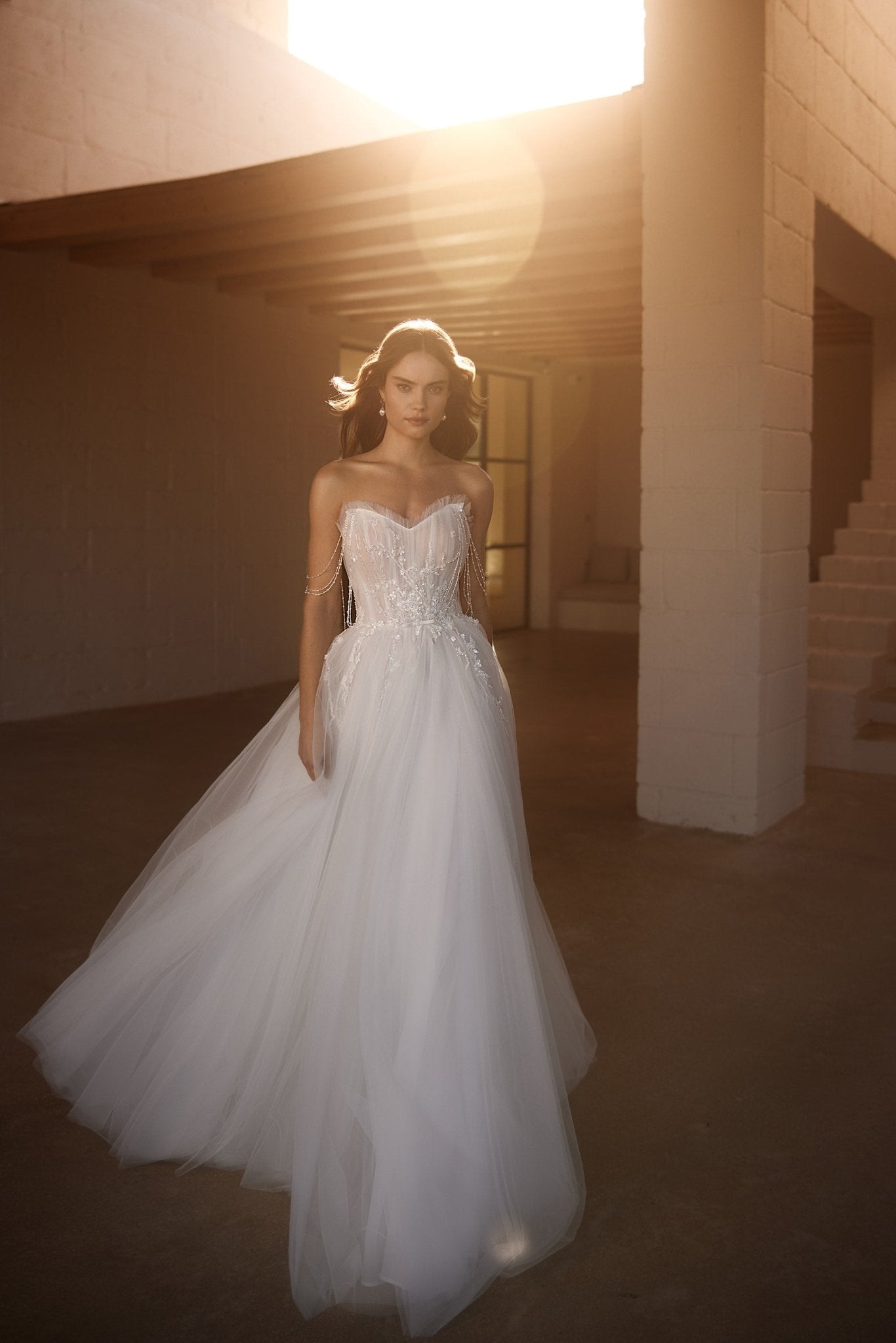 Radiant Strapless Tulle Bridal Gown with Beaded Detail and Ethereal Skirt Plus Size - WonderlandByLilian